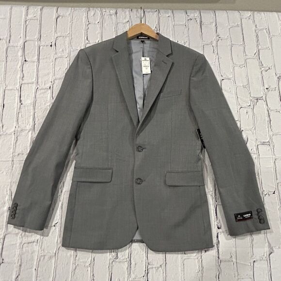 NWT EXPRESS GRAY EXTRA SLIM MODERN TECH SUIT JACKET SZ 36R